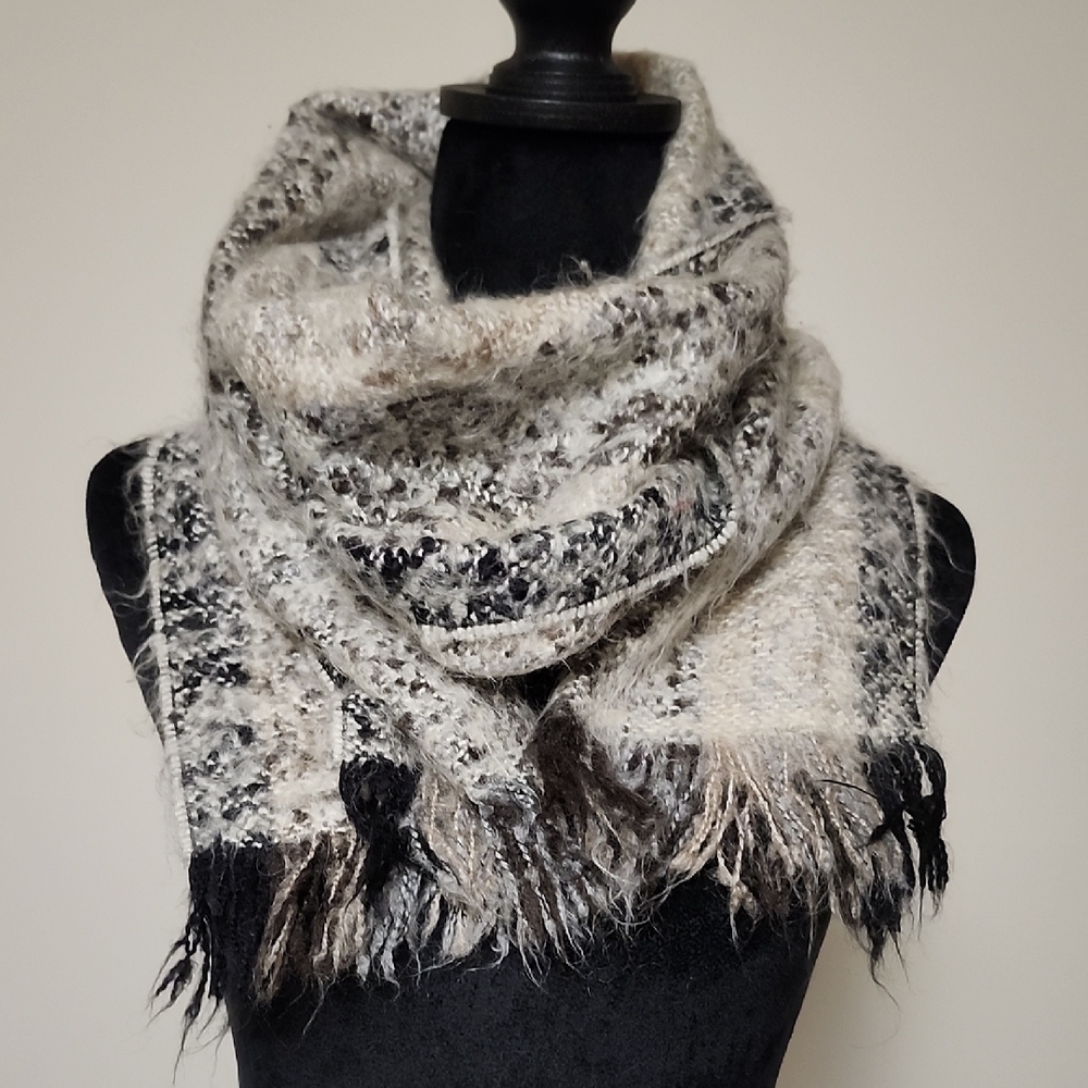 Vintage Careta Fuzzy Mohair Blend Scarf Made in France